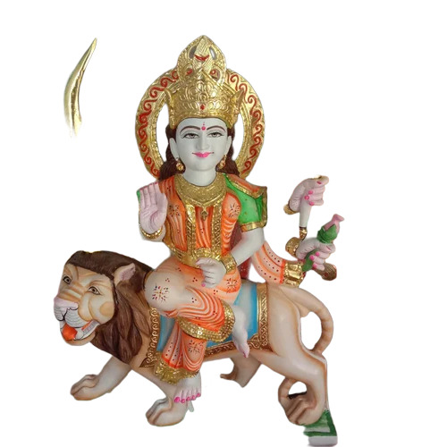35 Inch Durga Marble Statue - Color: Multiple
