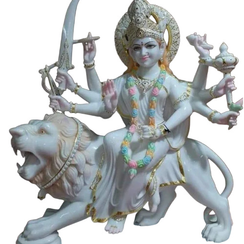Makrana Marble Durga Maa Statue - Color: Multiple