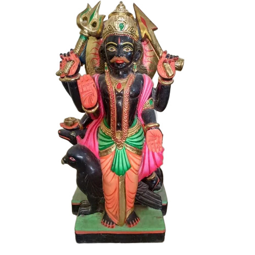 2 Feet Black Marble Sani Dev Statue - Color: Multiple