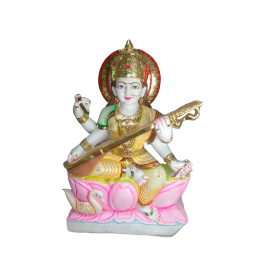 Marble Saraswati Mata Ji Statue - Color: Multiple