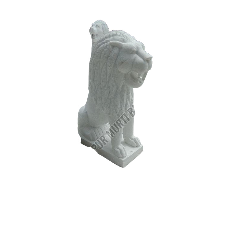 Marble Lion Statue - Color: White