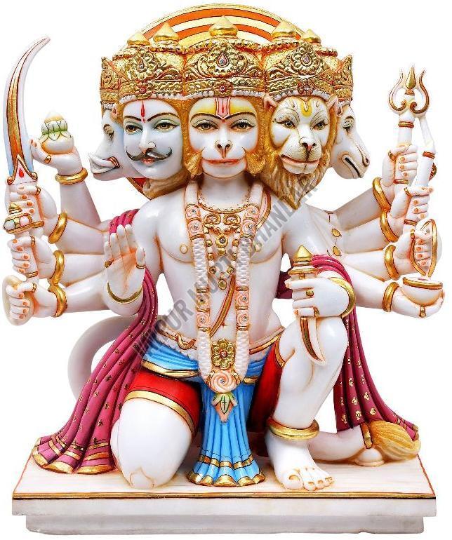 Marble Panchmukhi Hanuman Statue - Color: Multiple