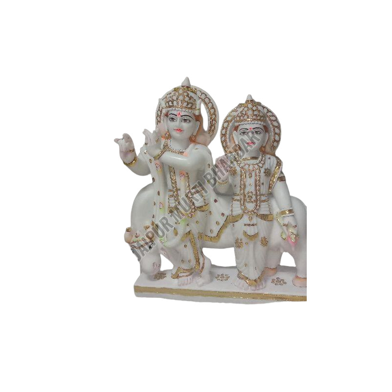 Marble Radha Krishna Statue - Color: White