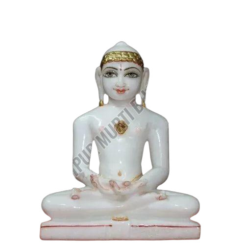 Makrana Marble Mahaveer Ji Statue - Color: Multiple