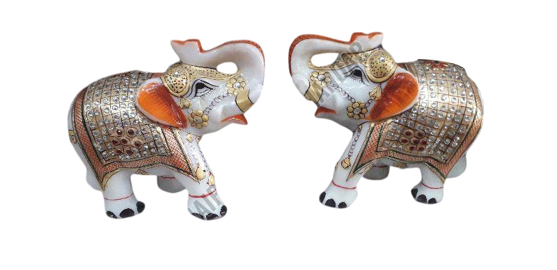 Marble Elephant Statue - Color: Multiple