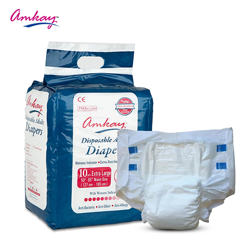 Amkay Adult Diaper Pants - Extra Large (XL) Size| Waist Size (127-165cm | 50-65 inches)| Easy-to-wear, Unisex| High Absorbency, Leak Proof with Overnight Protection (Pack of 10 Counts)