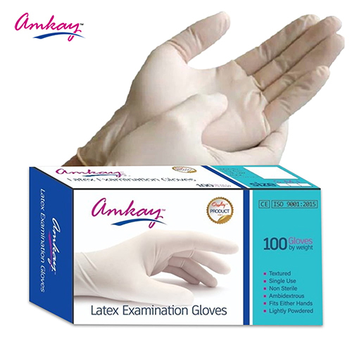 Latex Examination Gloves - Rubber Material, Standard Size, White Color | Waterproof, Non-Adhesive, Medical-Grade for Hospital Use