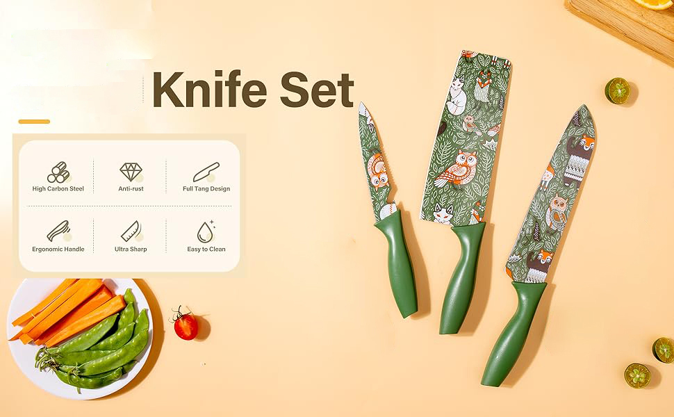 Knife Set - Color: Green