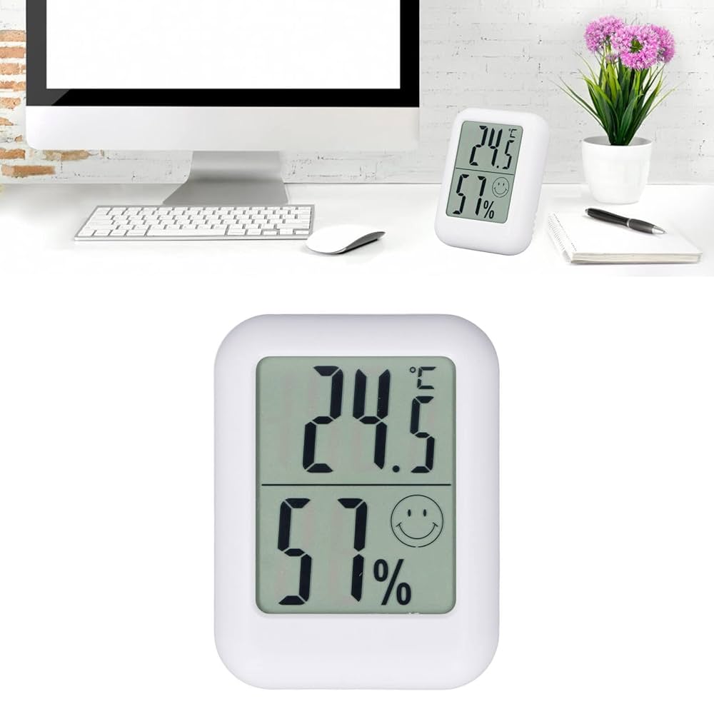 Mini Room Thermometer Hygrometer Indoor - Color: White