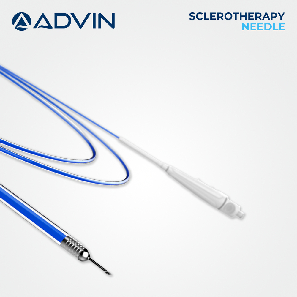 Sclerotherapy Needle - Steel Material, 2.3 Mm Outer Diameter, 5-7 Mm Tip Length | Locking System, Beveled Needle, One-hand Operation, Sterile Packaging