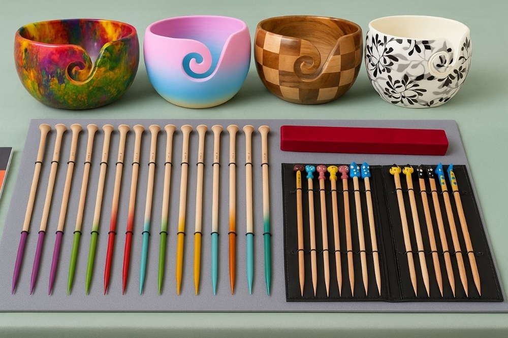 Knitting Needle and Yarn Bowl