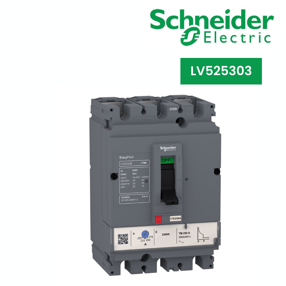 Lv525303-Circuit Breaker Easypact Cvs250B, 25 Ka At 415 Vac, 250 A Rating Thermal Magnetic Tm-D Trip Unit, 3P 3D - Frequency: 50/60 Hz Hertz (Hz)