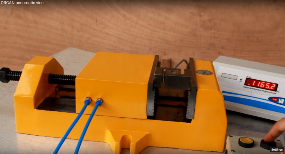 Heavy Duty Pneumatic Machine Vice - Color: Yellow