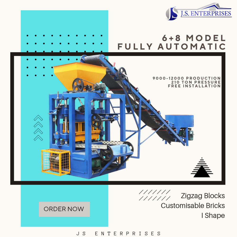 8 Cavity Brick Making Machine - Color: Blue