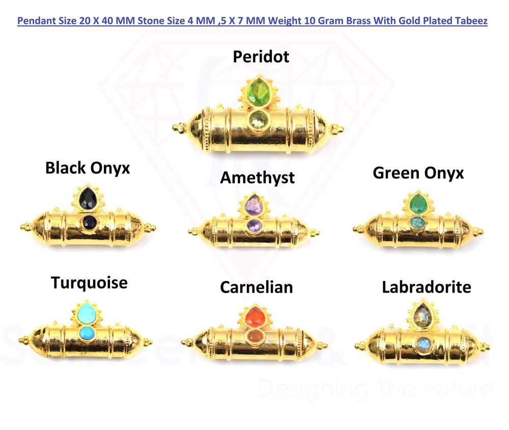 Pendant Size 20X40 Mm Stone Size 4Mm & 5X7 Mm Tabeez Pendant Weight 10 Gram Per Piece - Color: Multicolor