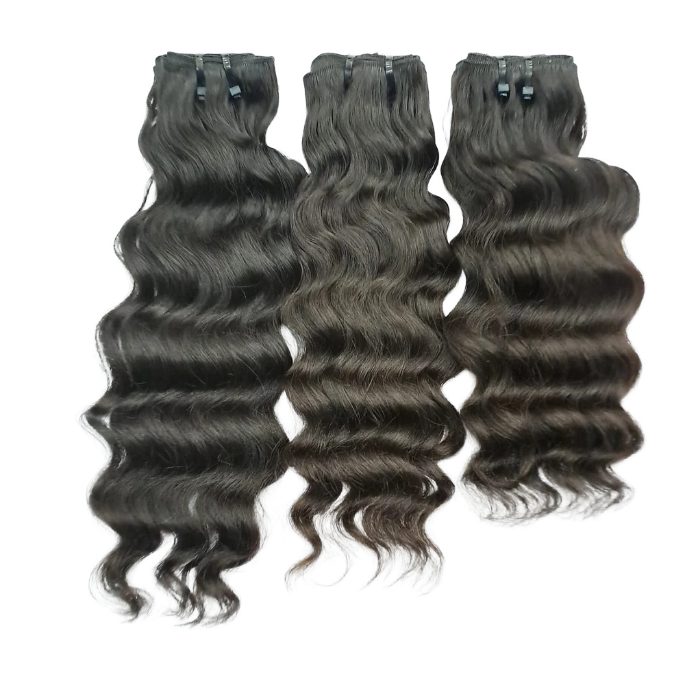 Virgin Remy Indian Wavy Weft Hair - Color: Available In Different Colors