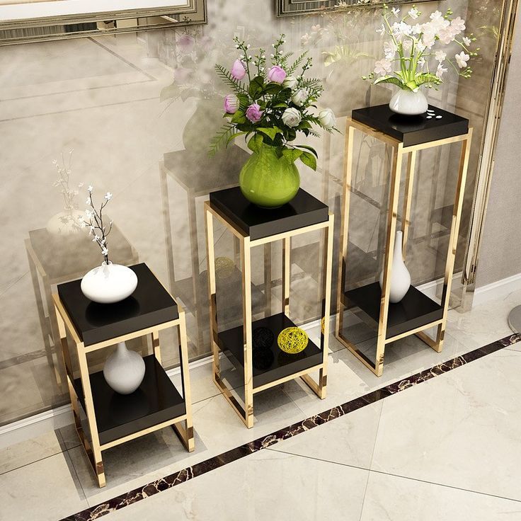 Stainless Steel Corner Table - Color: Gold Black