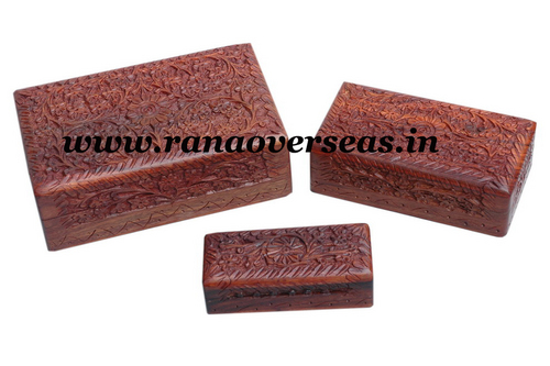 Polished Hand Carved Wooden Box