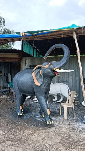Fiber Elephant Statue - Color: Black