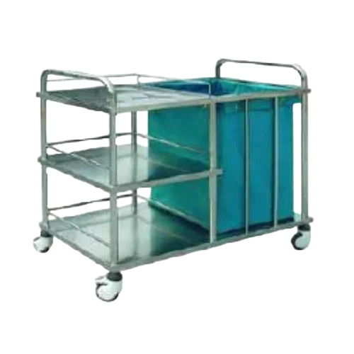 Mild Steel Hospital Soiled Linen Trolley - Color: Multiple