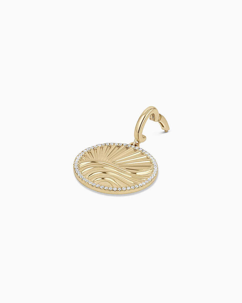 Diamond Wave Charm Pendant in 18K Solid Gold with Lab Grown VVS/EF Diamonds 0.083 CT