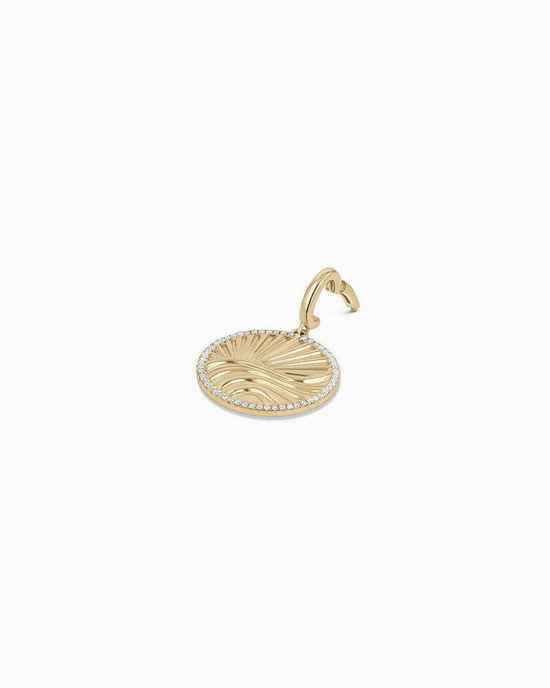 Diamond Wave Charm Pendant in 18K Solid Gold with Lab Grown VVS/EF Diamonds 0.083 CT