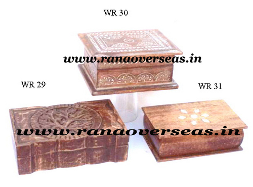 Mango Wood Carved Box Set - 4x6, 8x5 & 10x4 Inch | Polished Finish, Customizable Colors & Packaging for Arts and Crafts, Home Decoration, Jewellery Storage