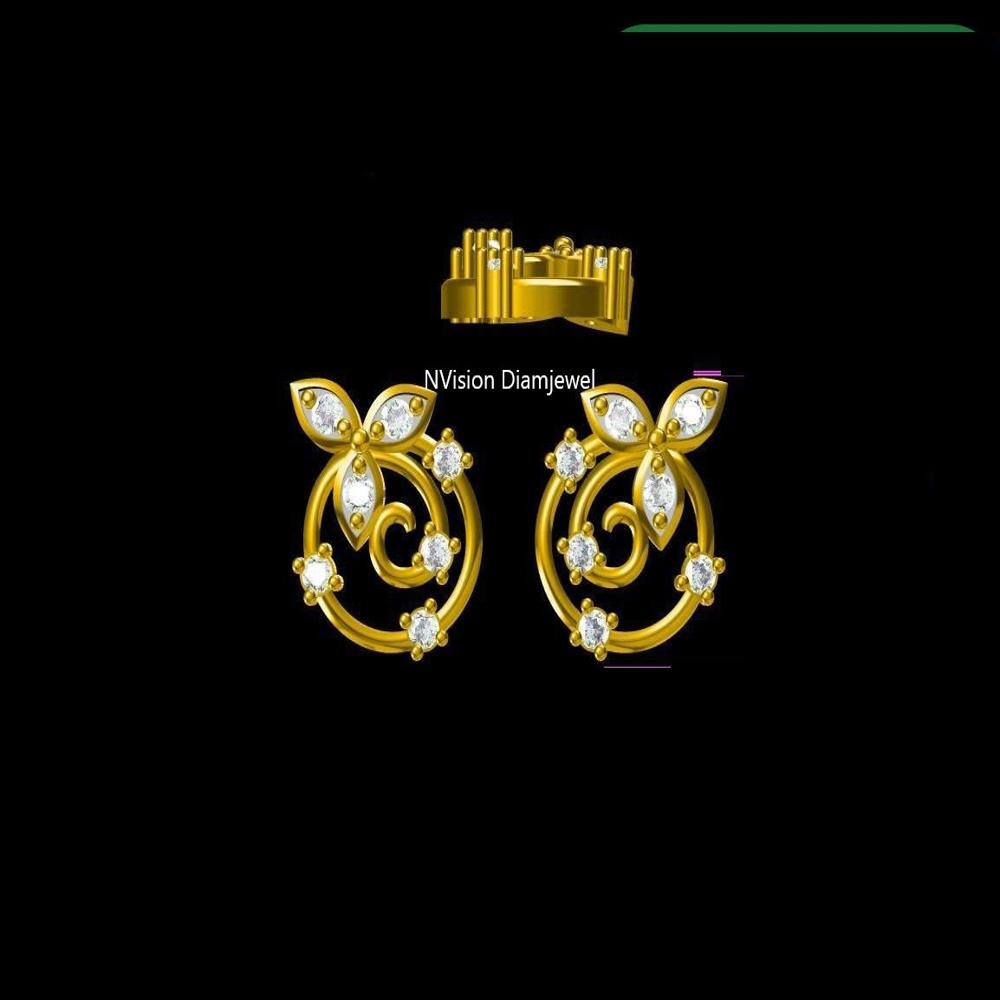 Swril Thrill Natural Diamond & Gold Stud Earrings