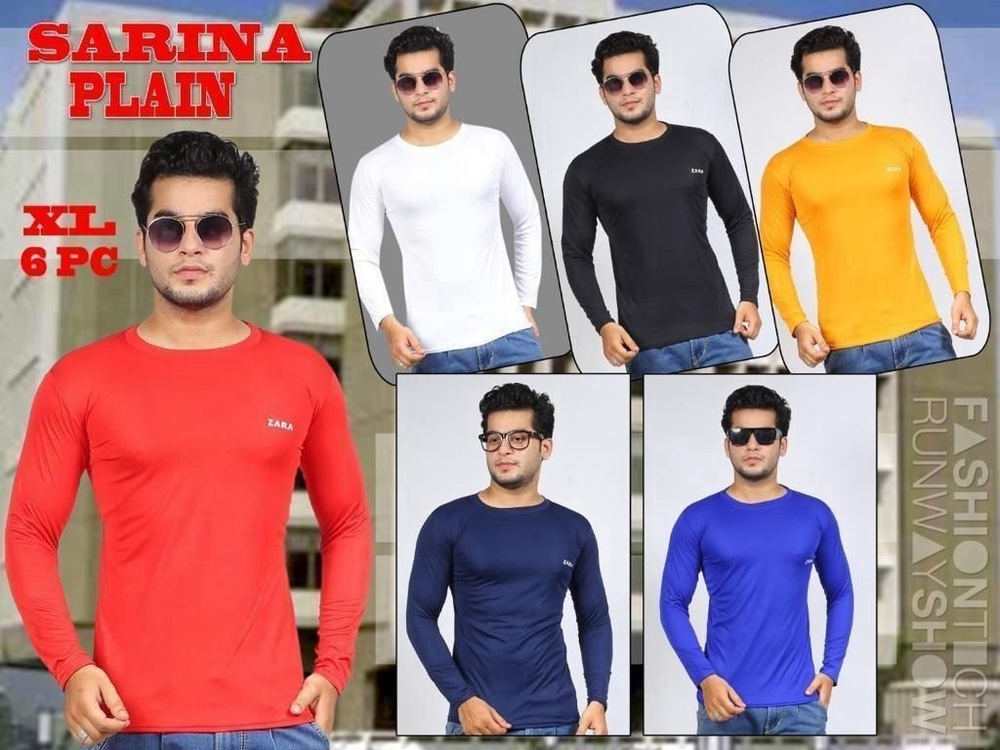 Mens Sarina Plain Full Sleeve T-Shirt - Color: Multicolor