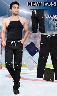 Mens Solid 4 Way Lycra Lower - Color: Multicolor