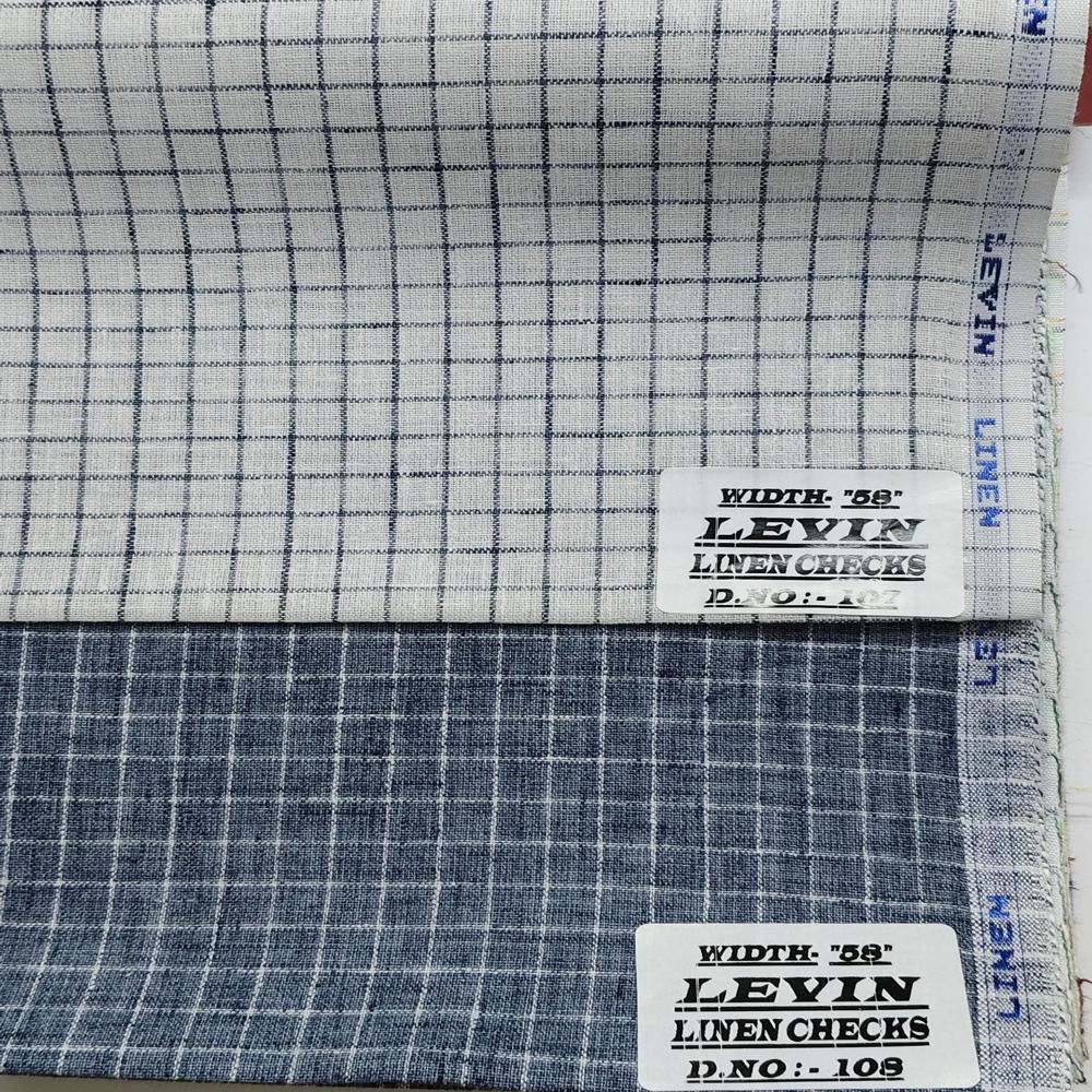 60 Lee Cotton Linen Checks Fabric - Attributes: Washable
