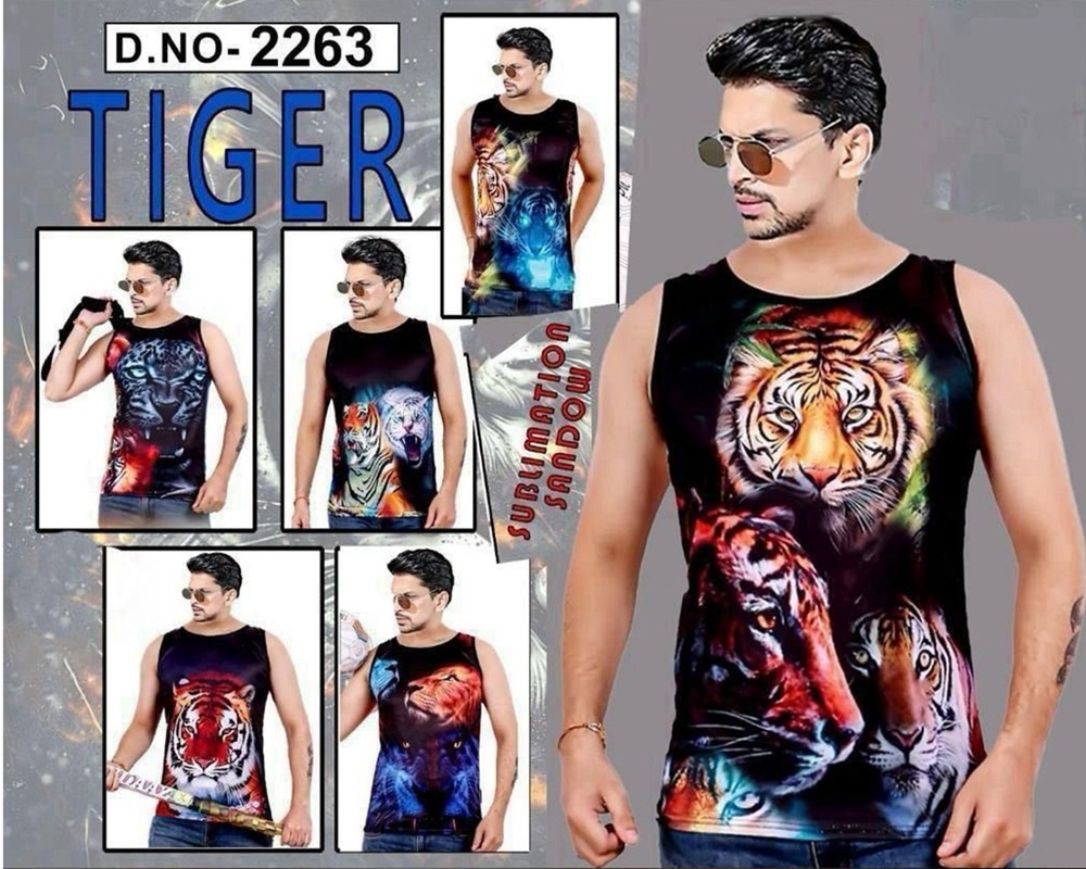2263 Mens Tiger Printed Vest - Color: Multicolor