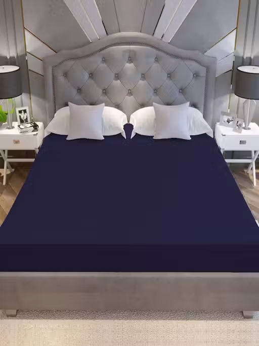 200 Gsm 100 Percent Terry Cotton Bed Protector - Color: Blue