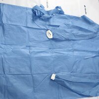 Disposable Non Woven Surgical Gown - Sms Reinforced Material, Blue Color | Soft Elastic Cuffs, Complete Body Wrap With Side Tie Rope
