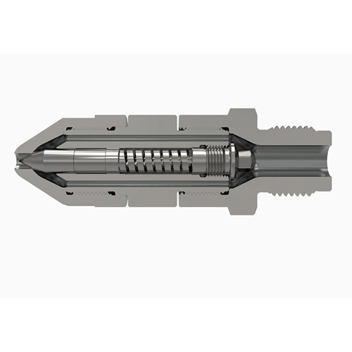 Plastic Injection Molding Internal Spring Shut-Off Self-Closing Nozzle - Color: Silver
