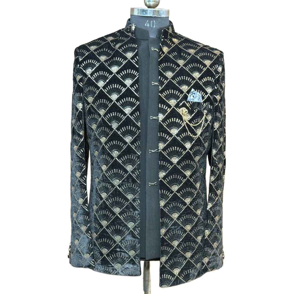 Mens Black Indo Western - Color: Blue