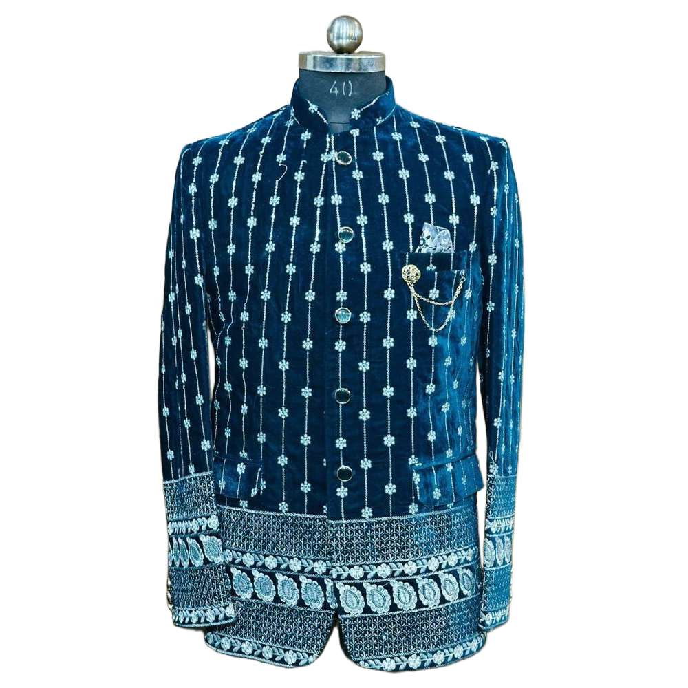 Mens Blue Indo Western - Feature: No Fade