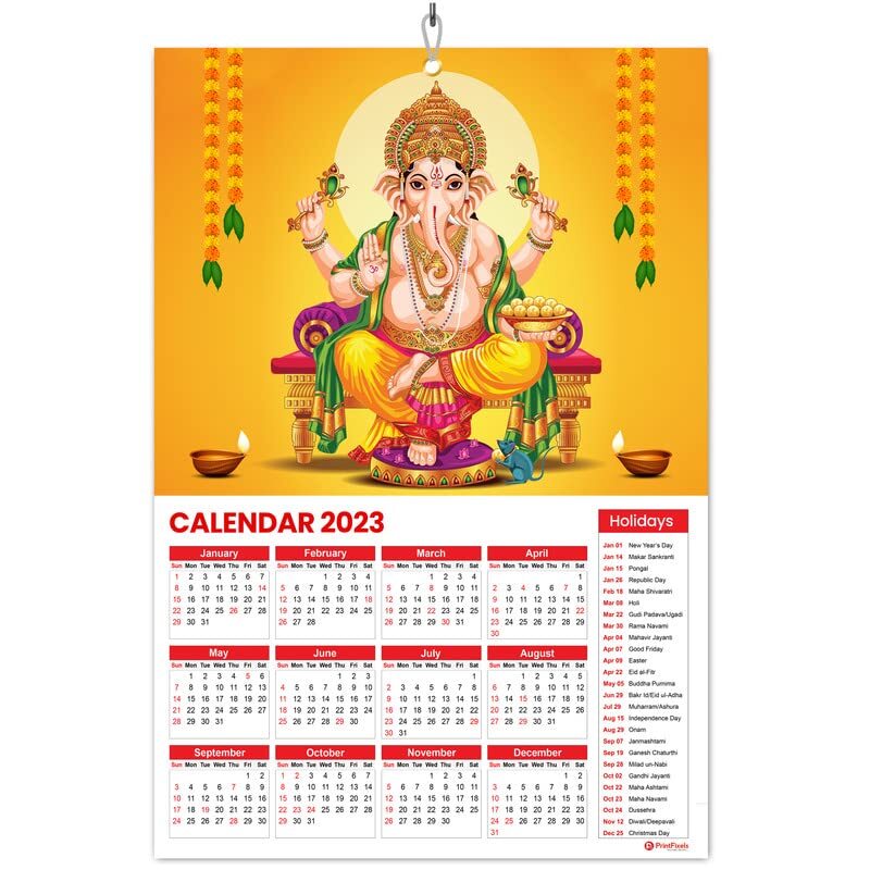Single Page Lord Ganesha Calendar - Binding: Perfect Binding