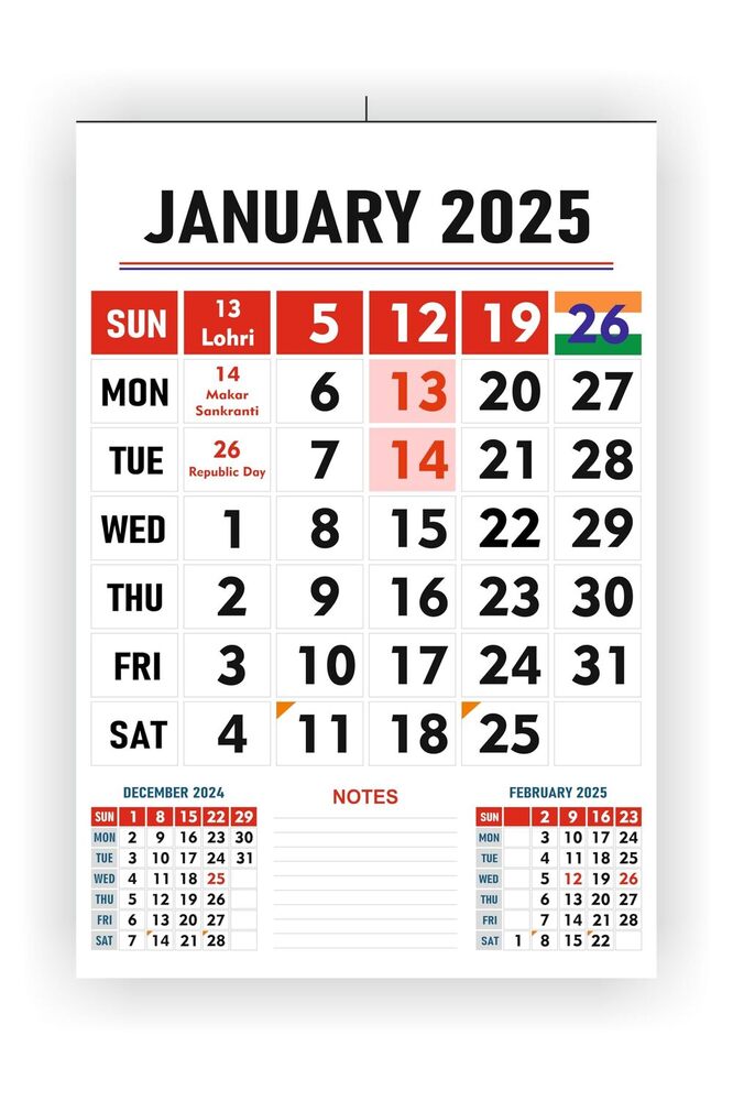 Printed Wall Calendar - Color: Various Available