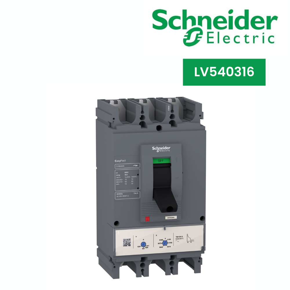 LV540316-circuit breaker EasyPact CVS400N, 50 kA at 415 VAC, 400 A rating thermal magnetic TM-D trip unit, 3P 3d