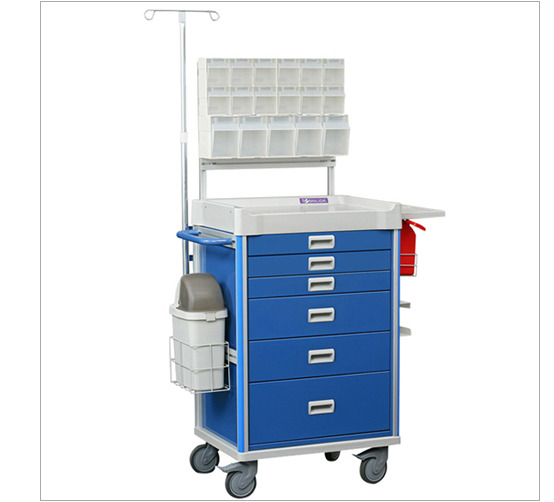 Hospital Anesthesia Cart - Color: Blue And White