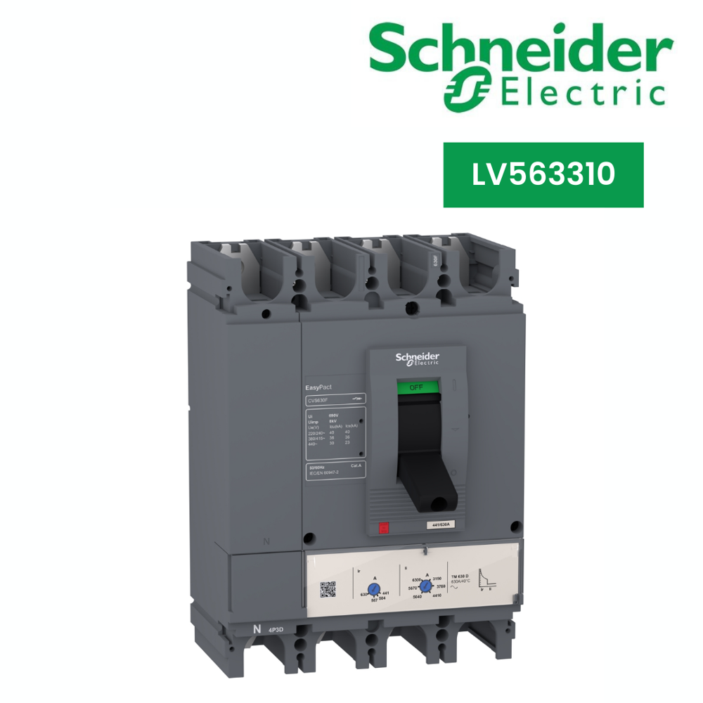 LV563310-Circuit breaker, EasyPact CVS630F, 36kA at 415VAC, 630A, TMD trip unit, 4P 3d