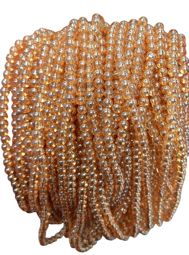 8Mm Lct Pearl Glass Amber Moti - Beads Colour: Golden