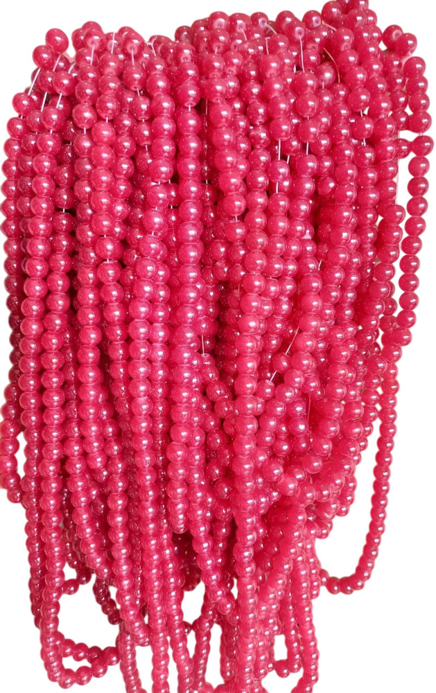 8-10Mm Jelly Glass Beads - Beads Colour: Pink