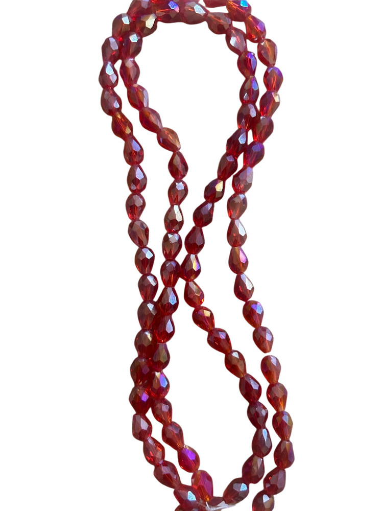 6-8mm Drop Red Crystal Beads