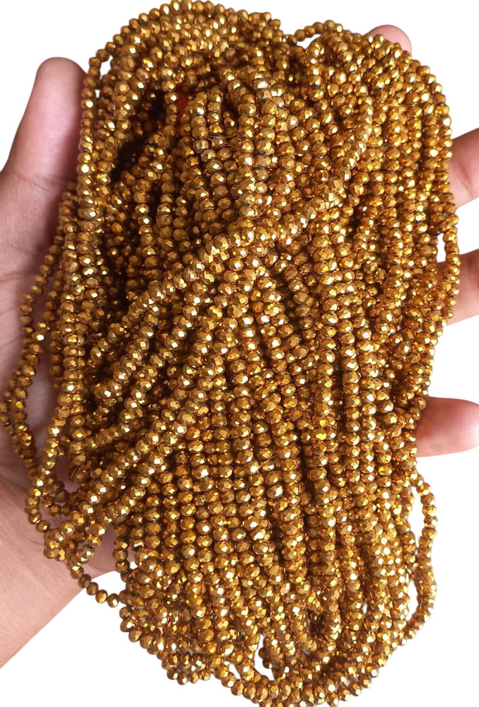 6Mm Golden Metallic Tyre Crystal Beads - Place Of Origin: India