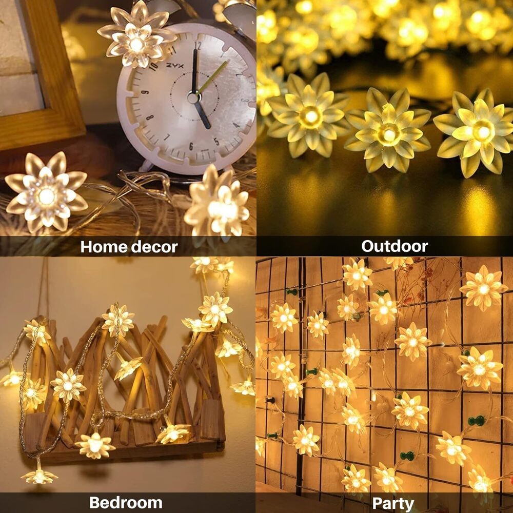 14 Led Double Lotus String Light - Height: 1 Centimeter (Cm)