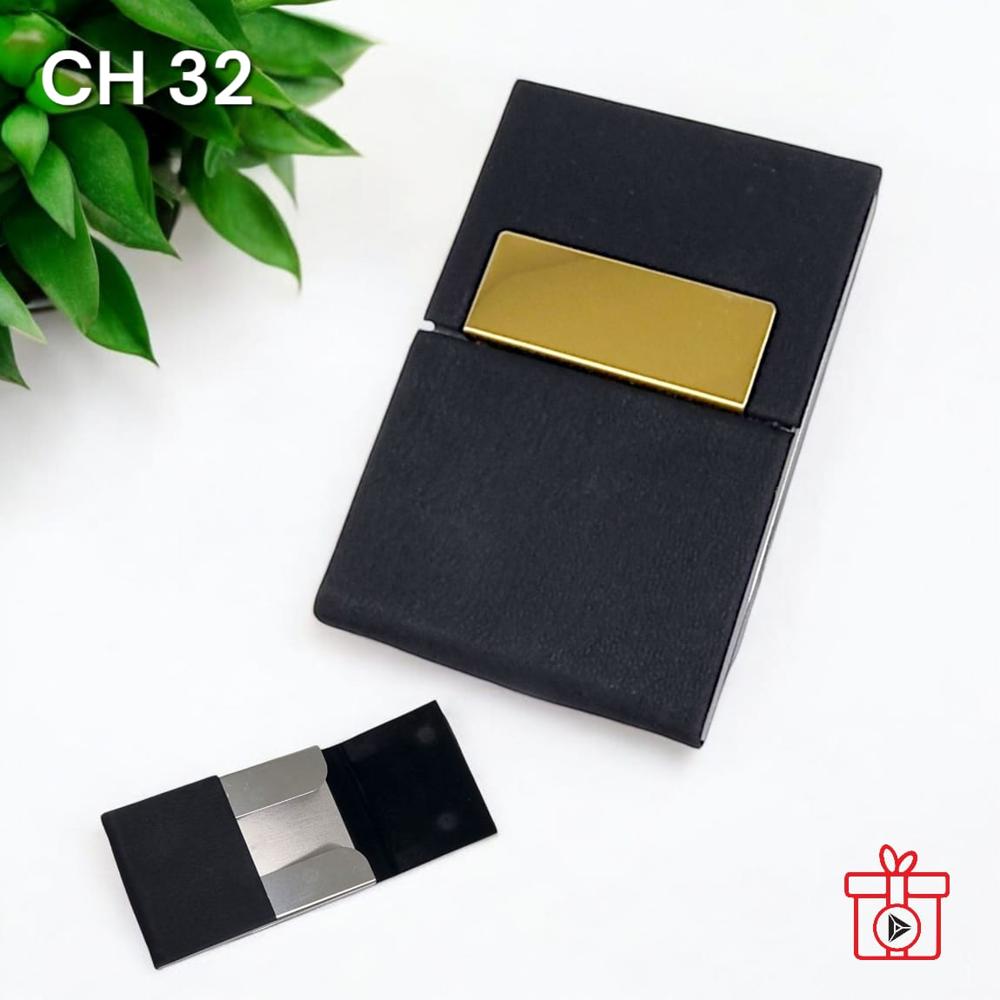 Exclusive Black Colored Leatherette Metal Business Credit Card Holder - Color: Customized