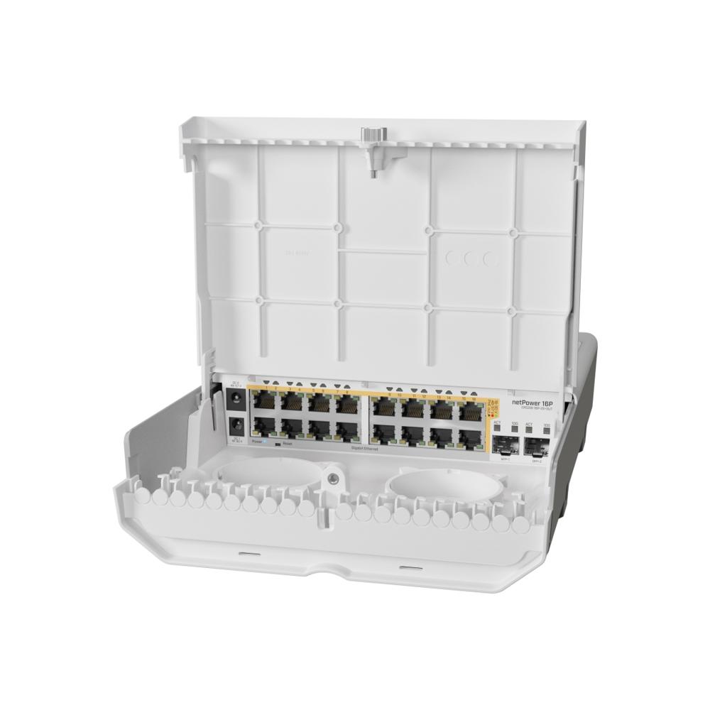 MIKROTIK outdoor 18 port switch with 16 Gigabit PoE-out ports and 2 SFP+, netPower 16P (CRS318-16P-2S+OUT)