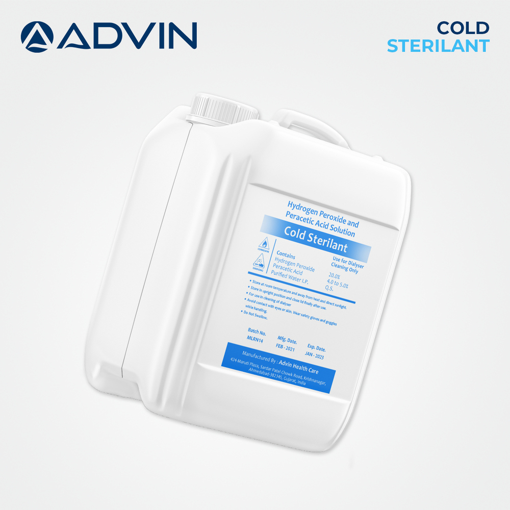 Cold Sterilant - 5 Liter Solution With Hydrogen Peroxide, Peracetic Acid, Acetic Acid | Effective For Hollow-fiber Dialyzer Disinfection And Cleaning